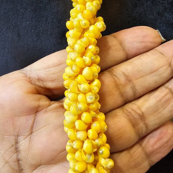 Womens Fashion Yellow Mongo Shell Lei Beaded Multiple Layered Necklace Jewelry - Picture 5 of 6